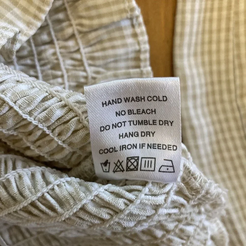 Superdown Womens Blouse Size XS Smocked Puff Sleeve Cropped Gingham Babydoll Top - Picture 9 of 11